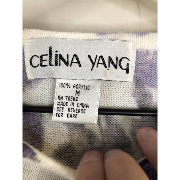 Vintage CELINA YANG Size Medium Floral Cardigan Sweater - Picture 3 of 4